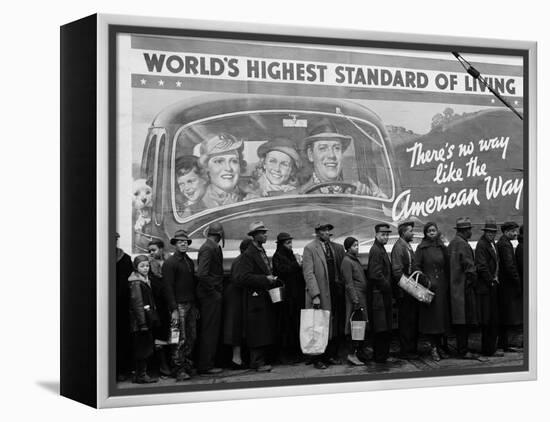 African American Flood Victims Lined Up to Get Food and Clothing From Red Cross Relief Station-Margaret Bourke-White-Framed Premier Image Canvas