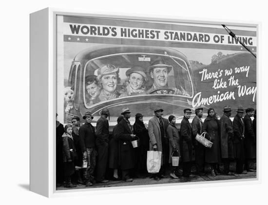 African American Flood Victims Lined Up to Get Food and Clothing From Red Cross Relief Station-Margaret Bourke-White-Framed Premier Image Canvas