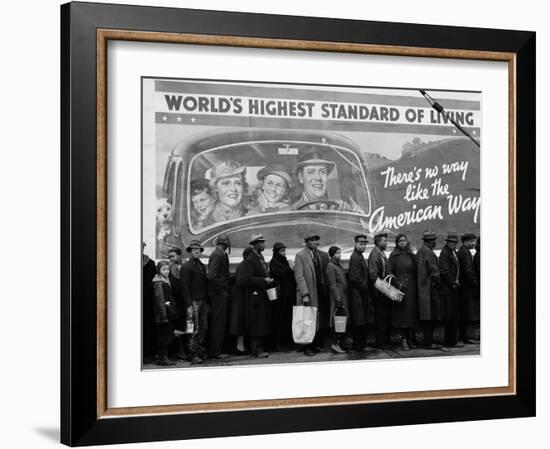 African American Flood Victims Lined Up to Get Food and Clothing From Red Cross Relief Station-Margaret Bourke-White-Framed Premium Photographic Print