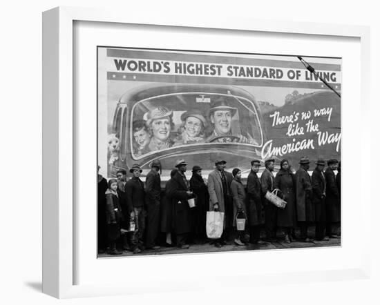 African American Flood Victims Lined Up to Get Food and Clothing From Red Cross Relief Station-Margaret Bourke-White-Framed Premium Photographic Print