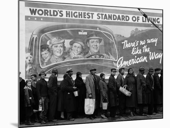 African American Flood Victims Lined Up to Get Food and Clothing From Red Cross Relief Station-Margaret Bourke-White-Mounted Premium Photographic Print