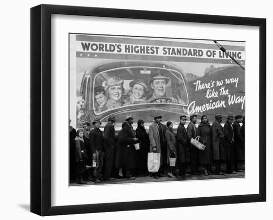 African American Flood Victims Lined Up to Get Food and Clothing From Red Cross Relief Station-Margaret Bourke-White-Framed Photographic Print