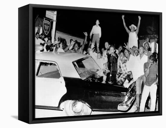 African American Jeer Police During the 1965 Watts Riots-null-Framed Stretched Canvas