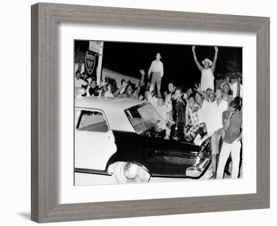 African American Jeer Police During the 1965 Watts Riots-null-Framed Photo