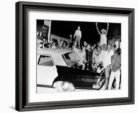African American Jeer Police During the 1965 Watts Riots-null-Framed Photo
