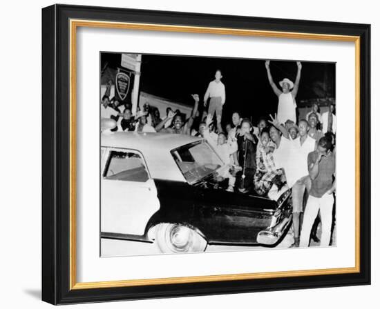 African American Jeer Police During the 1965 Watts Riots-null-Framed Photo