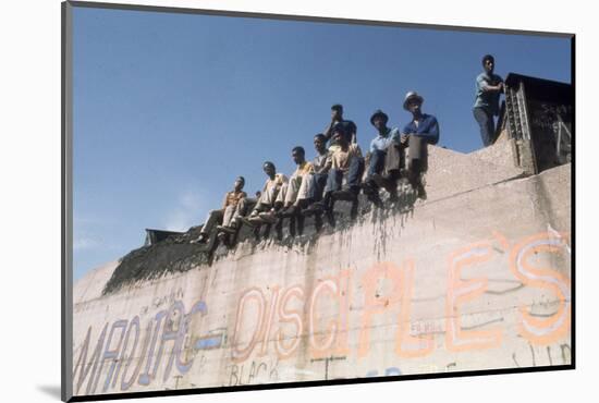 African American Members of the Street Gang 'Devil's Disciples' on a Graffiti Wall, 1968-Declan Haun-Mounted Photographic Print