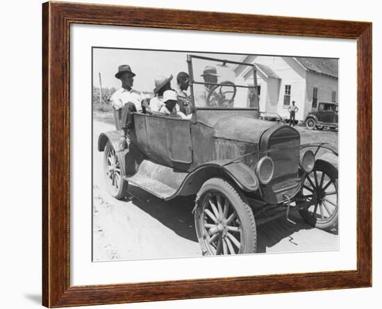 African American Men and a Boy in Dusty Jalopy in Front of Clapboard Church-Alfred Eisenstaedt-Framed Photographic Print