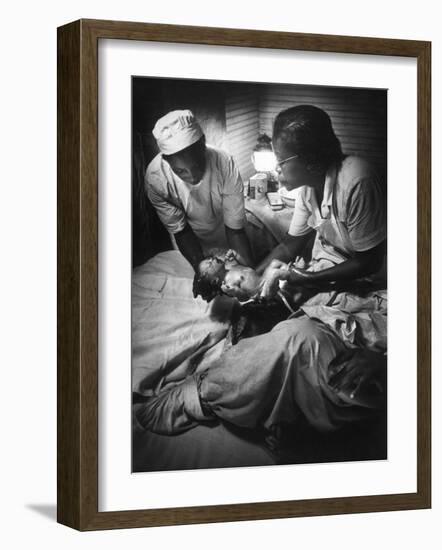 African American Midwife Maude Callen Delivering a Baby-W^ Eugene Smith-Framed Photographic Print