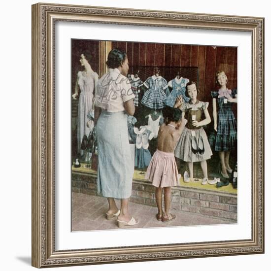 African American Ondria Thornton Window Shopping W. Her Granddaughter Ondria Tanner-null-Framed Photographic Print