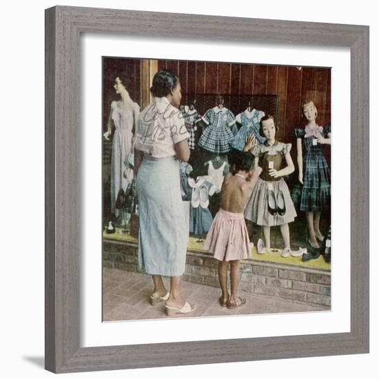 African American Ondria Thornton Window Shopping W. Her Granddaughter Ondria Tanner-null-Framed Photographic Print