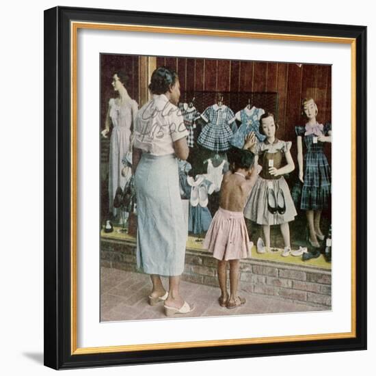 African American Ondria Thornton Window Shopping W. Her Granddaughter Ondria Tanner-null-Framed Photographic Print