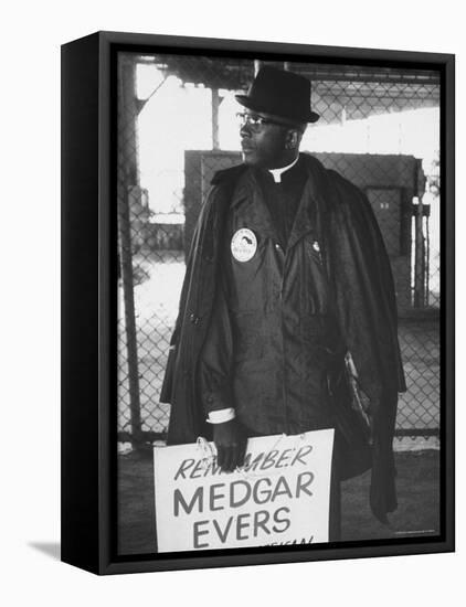 African American Picketing Outside Main Gates on Night of Opening of World's Fair-George Silk-Framed Premier Image Canvas