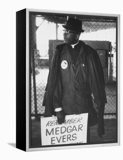African American Picketing Outside Main Gates on Night of Opening of World's Fair-George Silk-Framed Premier Image Canvas