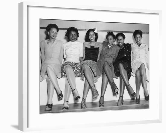 African American Pin-Up Girls at Naval Air Station's Spring Formal Dance During World War 2-null-Framed Photo