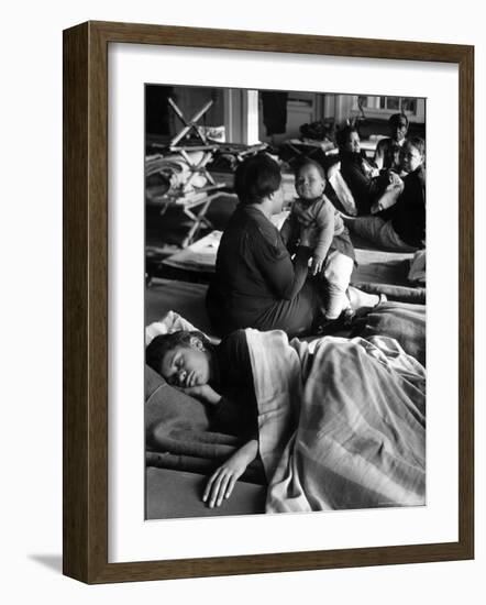 African American Refugees Left Homeless After Severe Flooding Sleep in Temporary Relief Station-Margaret Bourke-White-Framed Photographic Print