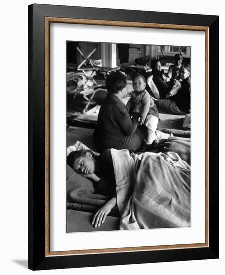 African American Refugees Left Homeless After Severe Flooding Sleep in Temporary Relief Station-Margaret Bourke-White-Framed Photographic Print
