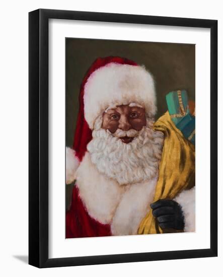 African American Saint Nick Arrives-Walt Johnson-Framed Art Print