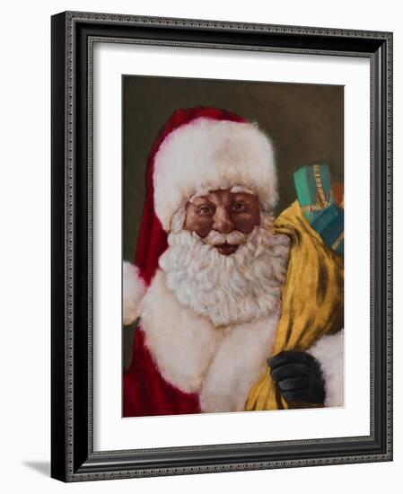 African American Saint Nick Arrives-Walt Johnson-Framed Art Print