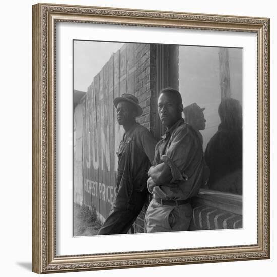 African American seasonal cotton workers hoping to be hired for a day, 1938-Dorothea Lange-Framed Photographic Print