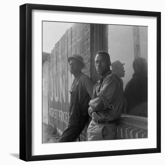 African American seasonal cotton workers hoping to be hired for a day, 1938-Dorothea Lange-Framed Photographic Print