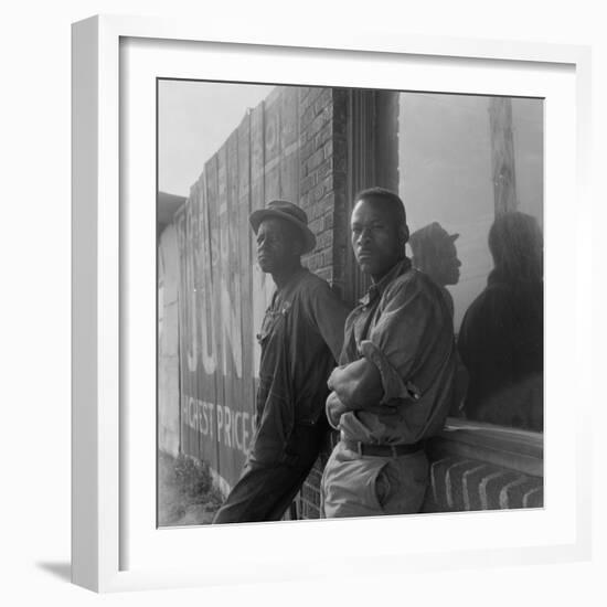 African American seasonal cotton workers hoping to be hired for a day, 1938-Dorothea Lange-Framed Photographic Print