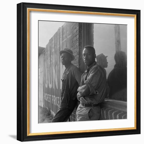 African American seasonal cotton workers hoping to be hired for a day, 1938-Dorothea Lange-Framed Photographic Print