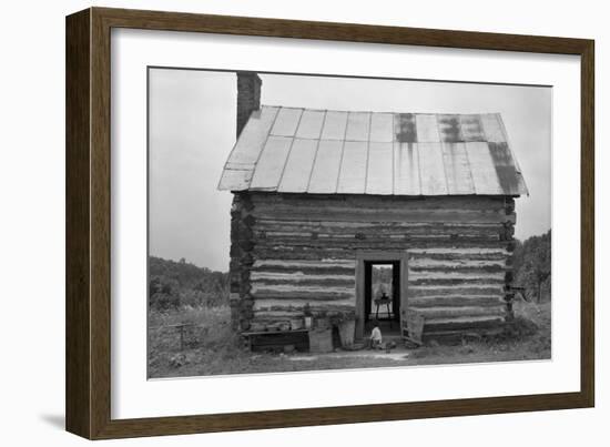 African American Sharecropper House with Child on Steps, North Carolina, July 1939-Dorothea Lange-Framed Art Print