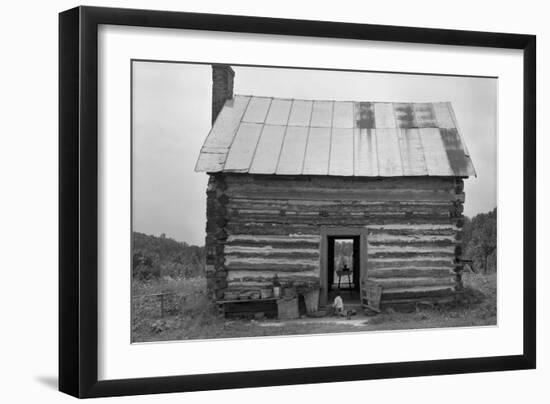 African American Sharecropper House with Child on Steps, North Carolina, July 1939-Dorothea Lange-Framed Art Print