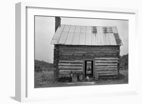 African American Sharecropper House with Child on Steps, North Carolina, July 1939-Dorothea Lange-Framed Art Print