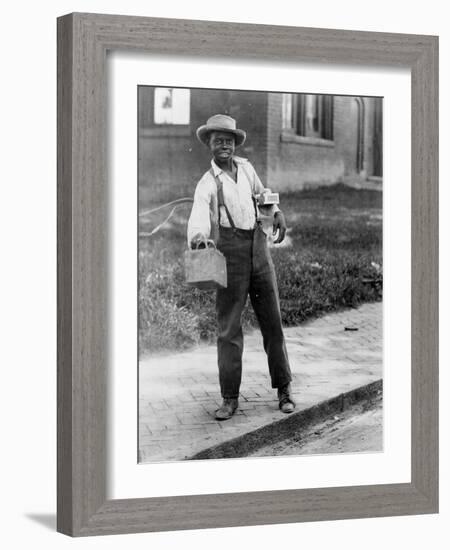 African American shoeshine boy, c.1899-American Photographer-Framed Photographic Print