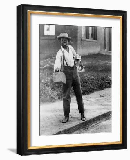 African American shoeshine boy, c.1899-American Photographer-Framed Photographic Print