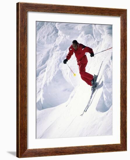 African-American Skier in Red-null-Framed Photographic Print