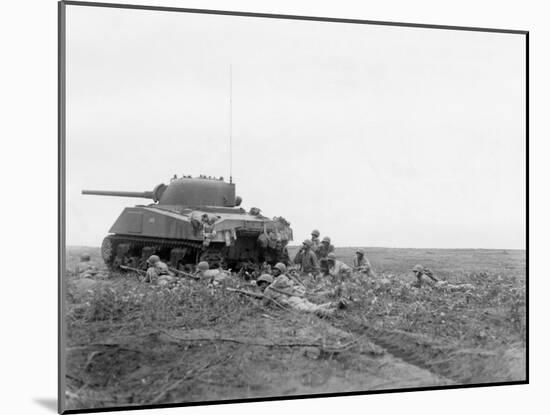 African American Soldiers Prepare to Advance with a Tank Along Empress Augusta Bay, Bougainville-null-Mounted Photo