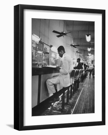 African American Student Virginius B. Thornton During a Sit Down Strike at a Lunch Counter-Howard Sochurek-Framed Photographic Print