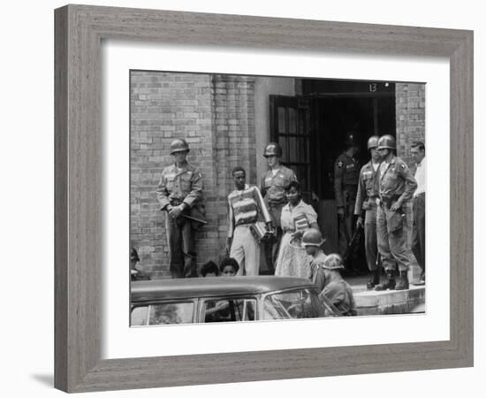 African American Students Being Escorted at School by Federal Troops-null-Framed Photographic Print