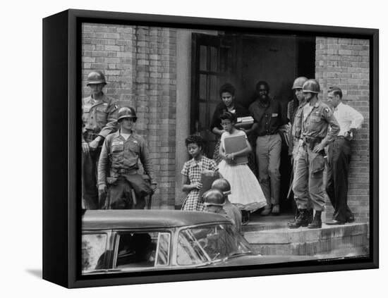 African American Students Being Escorted at School by Federal Troops-null-Framed Premier Image Canvas