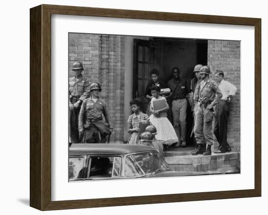 African American Students Being Escorted at School by Federal Troops-null-Framed Photographic Print