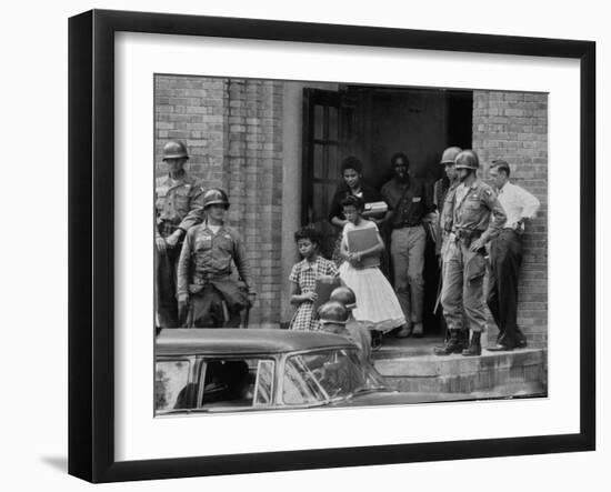 African American Students Being Escorted at School by Federal Troops-null-Framed Photographic Print