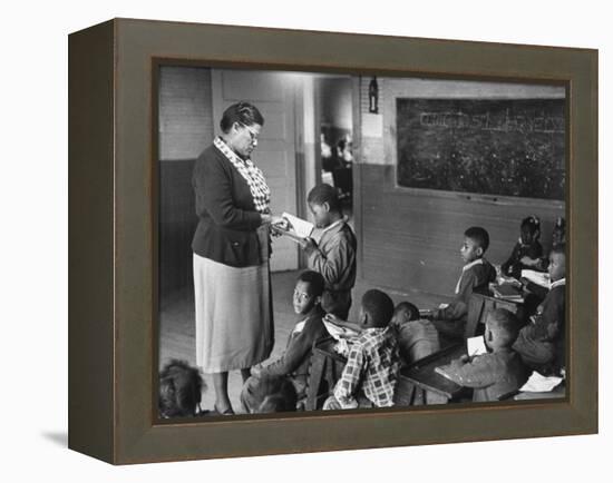 African-American Teacher and Children in Segregated School Classroom-null-Framed Premier Image Canvas