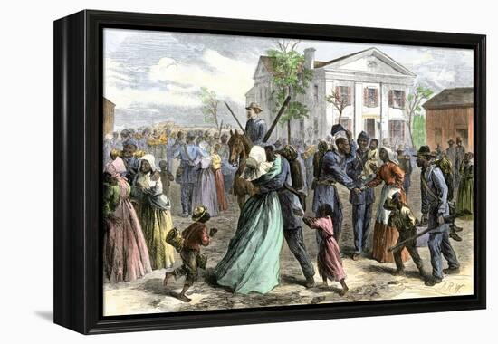African-American Troops Mustered Out of the Union Army at Little Rock, Arkansas after the Civil War-null-Framed Premier Image Canvas