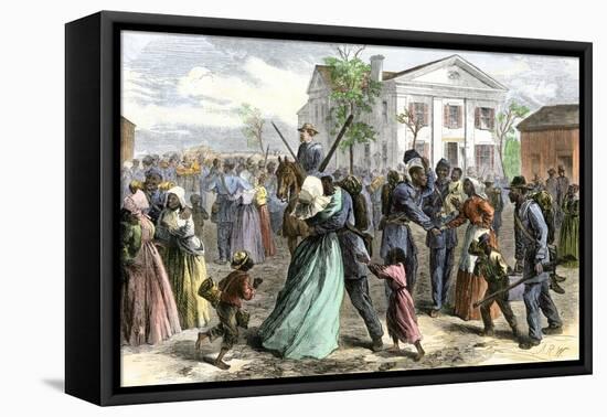 African-American Troops Mustered Out of the Union Army at Little Rock, Arkansas after the Civil War-null-Framed Premier Image Canvas