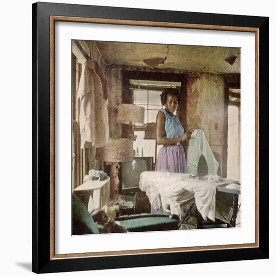 African American Virginia Lee Tanner Ironing in Her Rented House-null-Framed Photographic Print