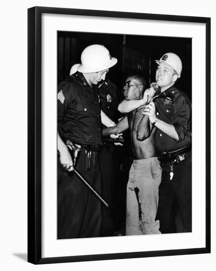 African American Who Has Been Shot in the Leg, Is Restrained by New York City Police-null-Framed Photo