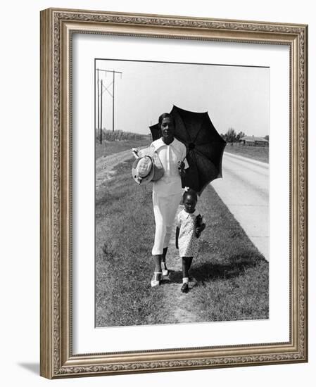 African American Woman Walking Daughter to Sunday School on Road Between Memphis TN Clarksdale, MS-Alfred Eisenstaedt-Framed Photographic Print