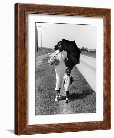 African American Woman Walking Daughter to Sunday School on Road Between Memphis TN Clarksdale, MS-Alfred Eisenstaedt-Framed Photographic Print
