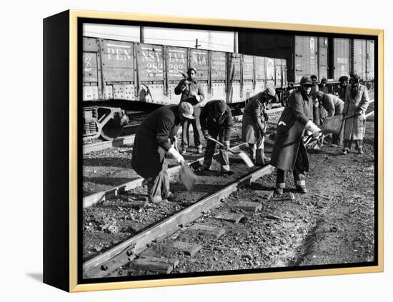 African American Women Working on a Railroad Crew-null-Framed Stretched Canvas