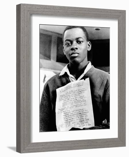 African American Youth Protests the Police Killing of Leonard Deadwyler-null-Framed Photo