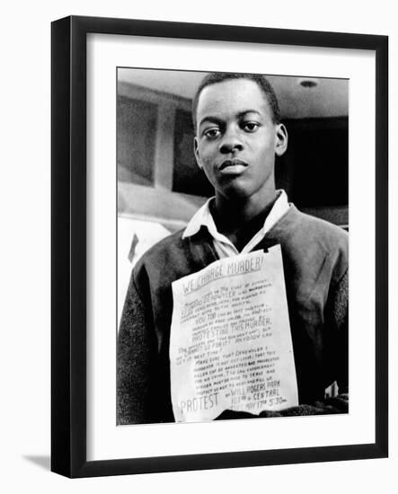 African American Youth Protests the Police Killing of Leonard Deadwyler-null-Framed Photo