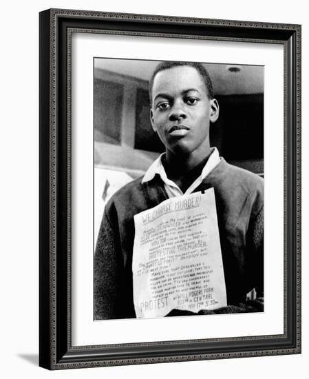 African American Youth Protests the Police Killing of Leonard Deadwyler-null-Framed Photo